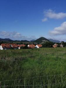 a field of green grass with houses in the background at APARTAMENTO LA GRANJA EN GAMA(next to Santoña) in Gama