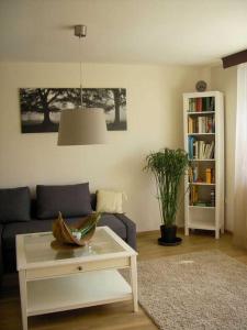ein Wohnzimmer mit einem Sofa und einem Couchtisch in der Unterkunft Haus Ellbogen in Momlingen