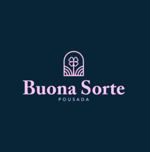 a purple and white logo for a store at BUONA SORTE in Lençóis