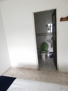 ein Bad mit grünem WC in einem Zimmer in der Unterkunft HOTEL POSADA CAMPESTRE SAN JUAN in Monterrey