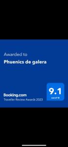 プエルト・ガレラにあるPhuenics de galeraの青いスクリーン付携帯電話のスクリーンショット