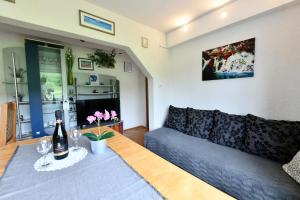 ein Wohnzimmer mit einem Sofa und einem Tisch in der Unterkunft Apartments with a parking space Rakovica, Plitvice - 20595 in Rakovica