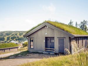 a building with a grass roof on top of a hill at 10 person holiday home in F vang in Favang