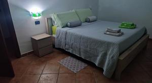 - une chambre avec un grand lit et des serviettes dans l'établissement Appartamento Belvedere di Levo, à Stresa