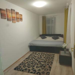 凱斯特海伊的住宿－Horvath apartman，一间小卧室,配有床和地毯