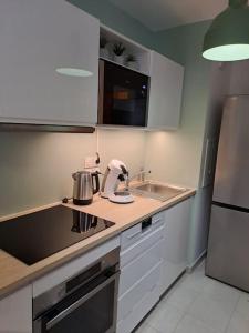 a kitchen with a sink and a counter top at Le Colisée du Plessis-parking gratuit in Le Plessis-Robinson