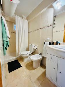 La salle de bains est pourvue de toilettes et d'un lavabo. dans l'établissement Apartamento Mar y Montaña, à Cullera