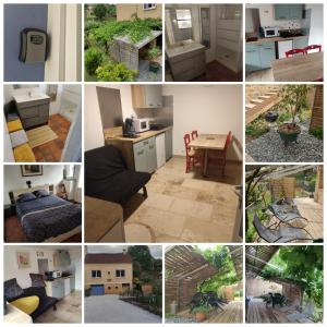 a collage of photos of a kitchen and a house at Le Tilleul in Sarlat-la-Canéda