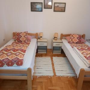 Un pat sau paturi într-o cameră la Apartman Domina