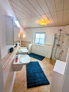 a bathroom with a sink and a shower at Große Schönheit mit Panoramablick in Euskirchen