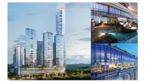 un collage de tres fotos de una ciudad en Lenggo - Apartement Meisterstadt Pollux Habibie 52-05 en Kangboi