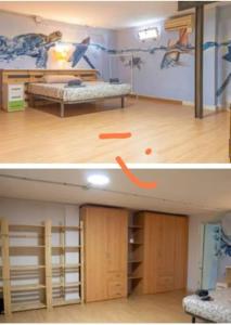 two pictures of a room with a room with a bed and a room with at Adosado al lado del Torreón in Benicàssim +27 photos