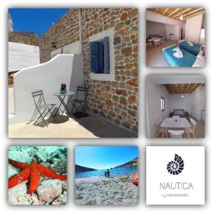 a collage of pictures of a beach and a house at Nautica by Valsamidis in Vlychádia