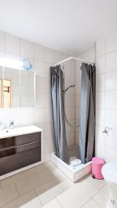 a bathroom with a shower and a sink at Appartement Edelweiß in Füssen