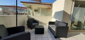 Balkón alebo terasa v ubytovaní Port FREJUS T2 39m2 climatise Belle terrasse Balcon