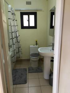 a bathroom with a toilet and a sink at LouieVille One Bedroom Apartment in Lusaka