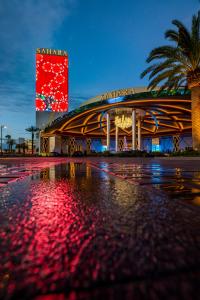 a building with a red sign in front of it at SAHARA Las Vegas in Las Vegas