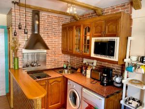 a kitchen with a sink and a stove at Apartamentos Formigal - admite mascotas in Formigal