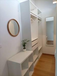 a white closet with a mirror and a potted plant at Loving My Rooms 1 - Deliziosa Mansarda in Centro in Gorizia