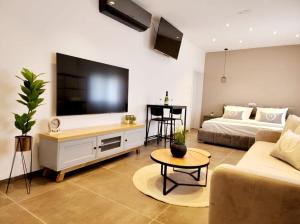 TV a/nebo společenská místnost v ubytování אגם בטבע