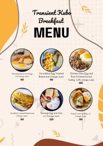 Puerto Galera Transient Kubo Guest Place في بويرتو غاليرا: قائمة طعام لقائمة الإفطار