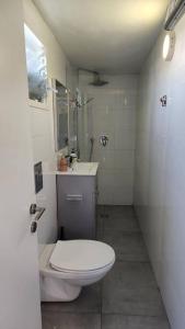 a bathroom with a toilet and a sink at דירת גג WOW מול רוטשילד תל אביב in Tel Aviv