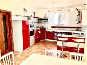 Kuchyň nebo kuchyňský kout v ubytování Apartmány Vojta