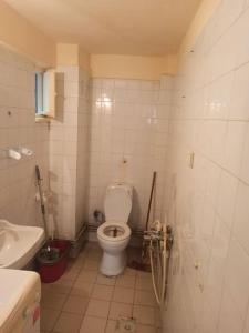 a small bathroom with a toilet and a sink at This house is Not active in Altındağ
