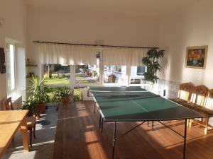 una sala de estar con mesa de ping pong. en Penzion Montana, en Nýrsko