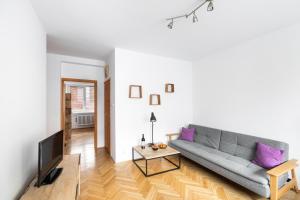 a living room with a couch and a tv at P&O Apartments Powiśle in Warsaw