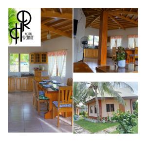 zwei Fotos von einer Küche und einem Haus in der Unterkunft Hotel Renate in Panglao