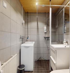 a bathroom with a toilet and a sink at Bellarova Apartments VI in Rovaniemi