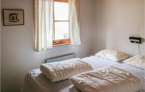 een slaapkamer met 2 bedden en een raam bij Stunning Home In Ludvika With Lake View in Ludvika