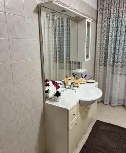 a bathroom with a white sink and a mirror at CASA GIULIETTA in Tolle