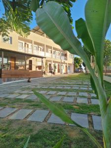 uma grande planta verde em frente a um edifício em Pousada Canto do Sabiá em Piúma