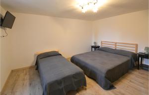 BurzanellaにあるAwesome Home In Burzanella With Kitchenのベッド2台と薄型テレビ付きのベッドルーム +17枚の写真