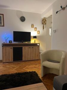 Televízia a/alebo spoločenská miestnosť v ubytovaní Sweet apartman Maša