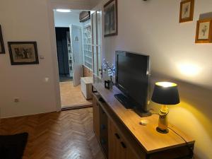 Televízia a/alebo spoločenská miestnosť v ubytovaní Sweet apartman Maša