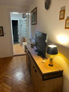 Televízia a/alebo spoločenská miestnosť v ubytovaní Sweet apartman Maša