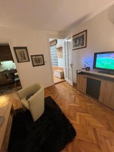 Televízia a/alebo spoločenská miestnosť v ubytovaní Sweet apartman Maša