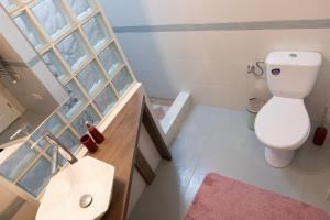 a bathroom with a toilet and a sink at City Life Timisoara in Timişoara