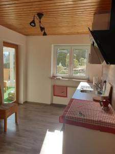 a kitchen with a sink and a counter top at Hochgratstrasse in Oberreute