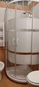 パリヌーロにあるCasa Maurizioのバスルーム(ガラス張りのシャワー、トイレ付)