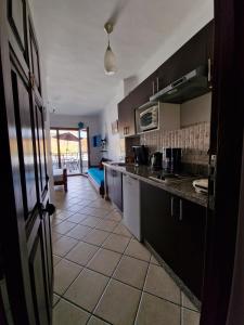 Kuchyň nebo kuchyňský kout v ubytování studio avec piscine et wifi à cabonegro