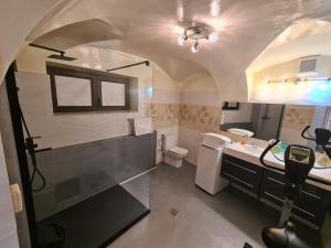Un baño con ducha, inodoro y lavabo. en Casa Graef, en Brasov 17 fotos más
