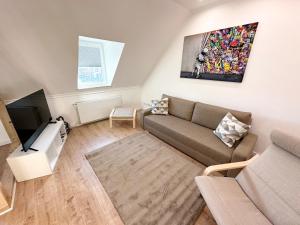 TV a/nebo společenská místnost v ubytování Stadthaus Apartment Bachperle