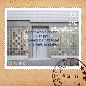 sello postal de una ventana con puerta en Osaka Glitter 3 floor whole house 6-10 ppl 5mins walk to station en Osaka