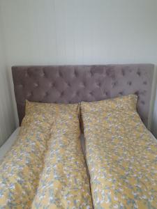 un letto con 2 cuscini e una testiera di Molden 1 - med Jacuzzi! a Luster