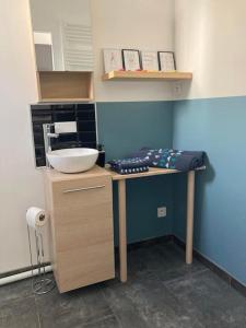 Kuchyňa alebo kuchynka v ubytovaní La petite Boutique Bleue