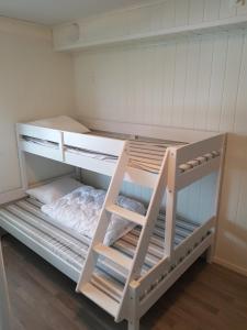 an empty bunk bed in a room at Fjærland Våteviksvegen 17 in Bøyum